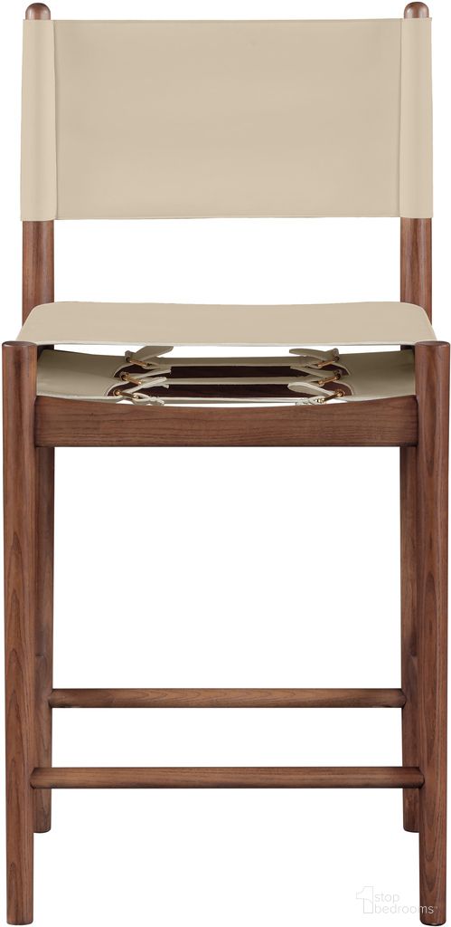 Rawlins Vegan Leather Upholstered Counter Stool In Beige and Brown