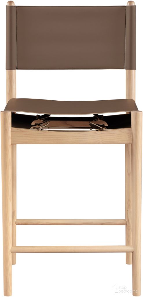 Rawlins Vegan Leather Upholstered Counter Stool In Brown and Natural