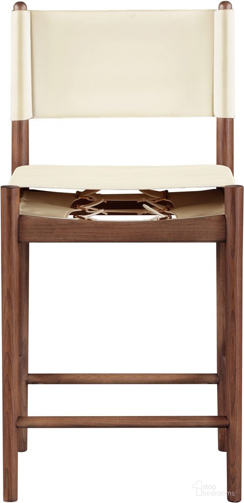 Rawlins Vegan Leather Upholstered Counter Stool In Cream and Brown