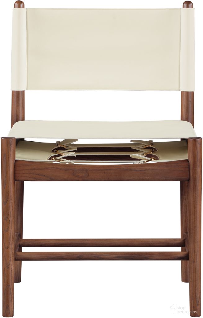 Rawlins Vegan Leather Upholstered Dining Chair Set of 2 In Cream and Brown