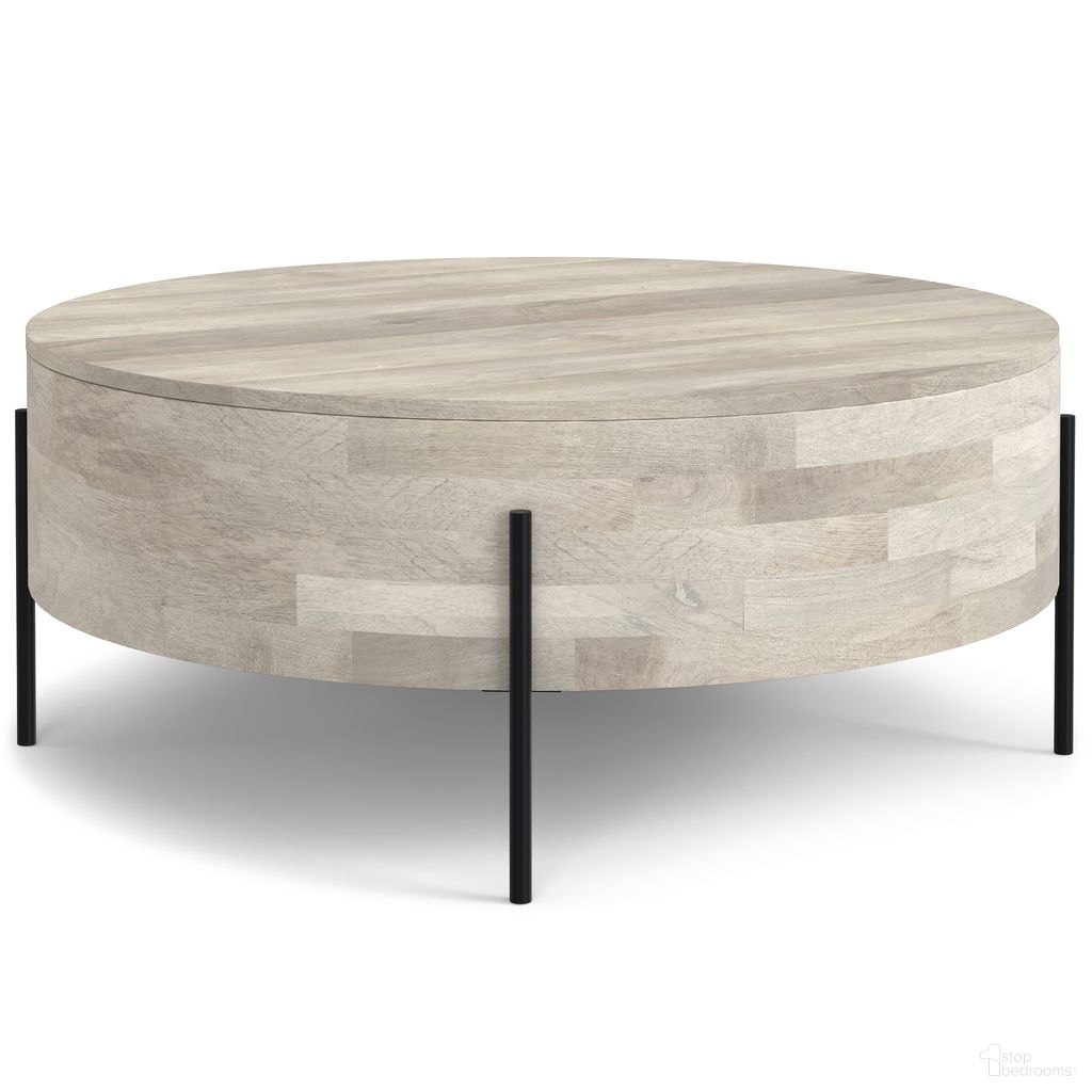 The appearance of Rayburn Solid Mango Wood Drum Coffee Table In White Wash designed by Simpli Home in the modern / contemporary interior design. This white wash piece of furniture was selected by 1StopBedrooms from Rayburn Collection to add a touch of cosiness and style into your home. Sku: AXCRAYDRT-WW. Material: Mango Wood.