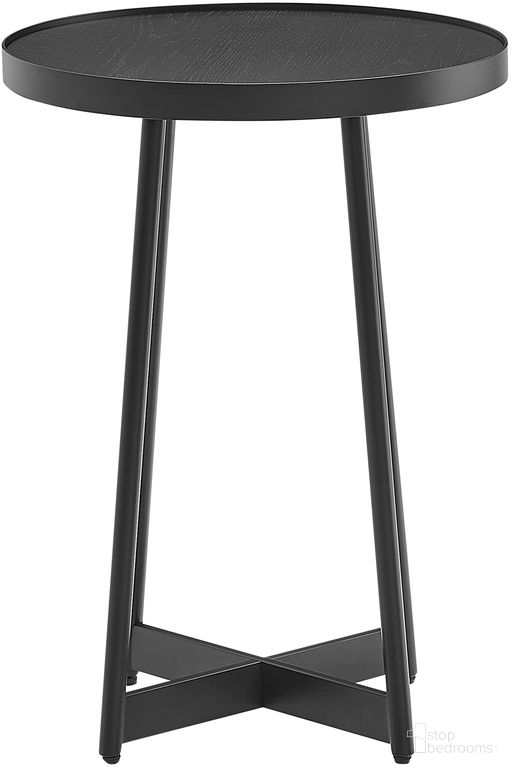 The appearance of Rayne Modern Round Accent Table In Black designed by Comfort Pointe in the modern / contemporary interior design. This black piece of furniture  was selected by 1StopBedrooms from Rayne Collection to add a touch of cosiness and style into your home. Sku: 4005-AT. Material: Oak Veneer.