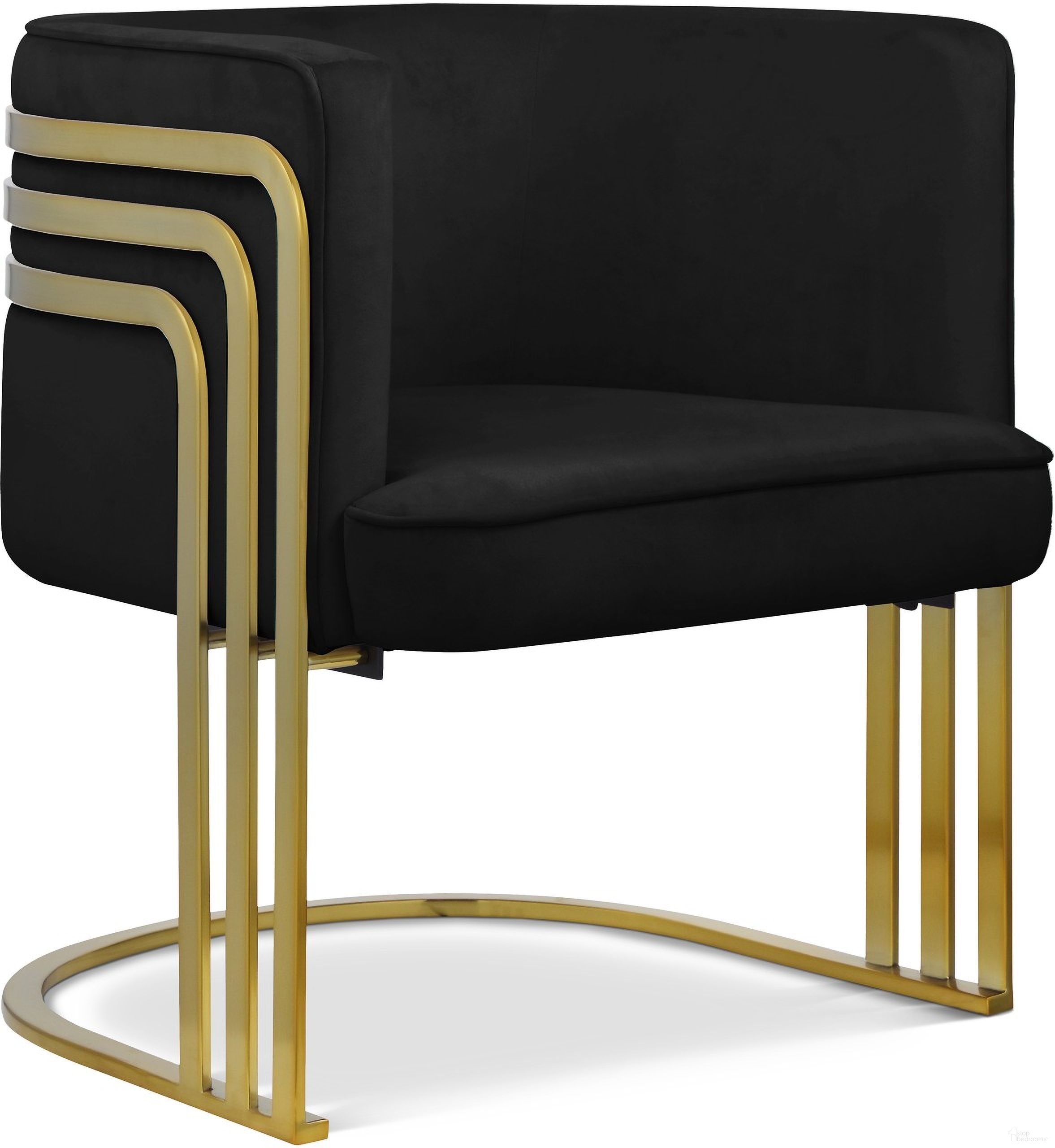The appearance of Rays Velvet Accent Chair In Black designed by Meridian in the modern / contemporary interior design. This black piece of furniture was selected by 1StopBedrooms from Rays Collection to add a touch of cosiness and style into your home. Sku: 533Black. Material: Velvet.