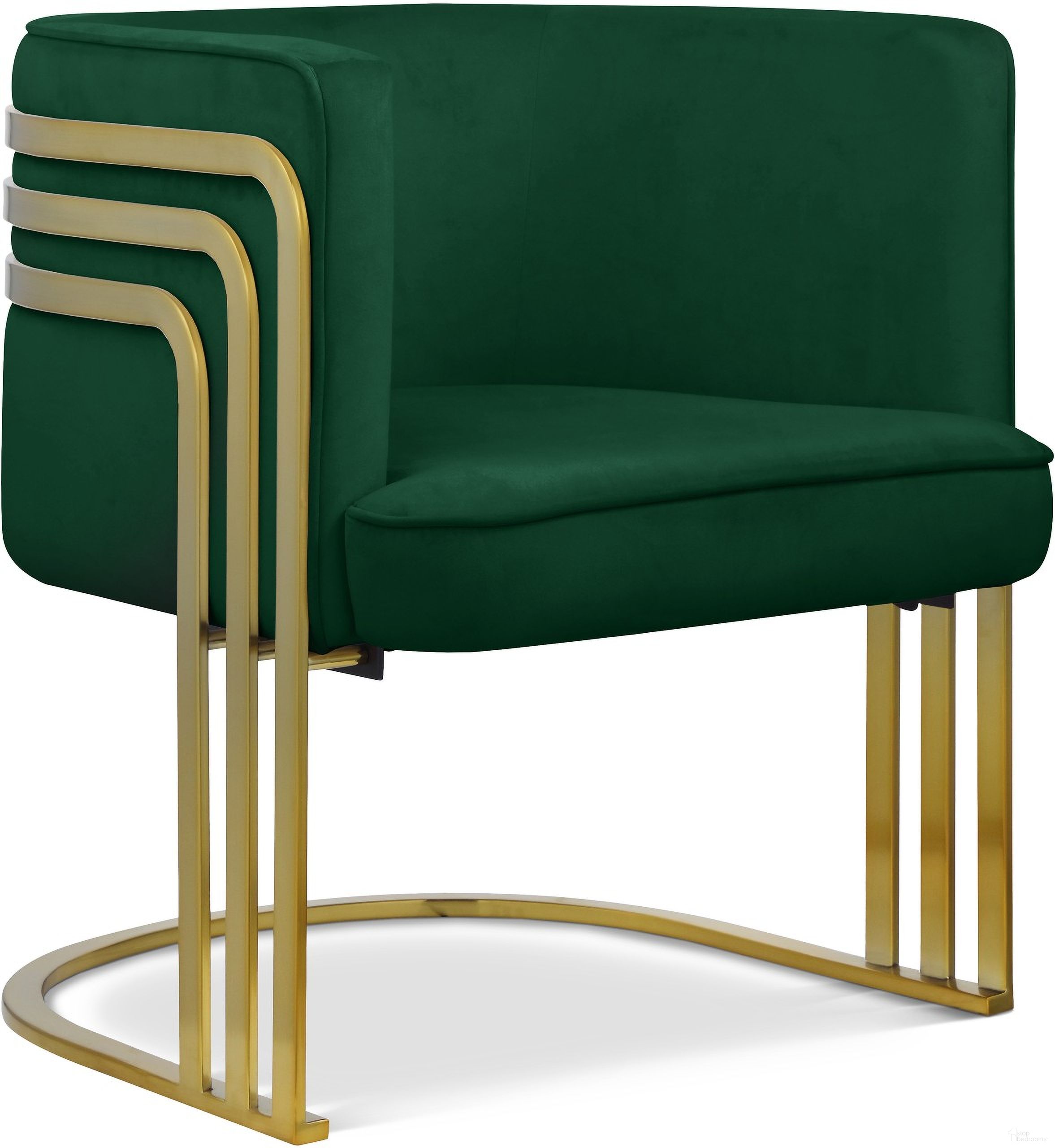 The appearance of Rays Velvet Accent Chair In Green designed by Meridian in the modern / contemporary interior design. This green piece of furniture  was selected by 1StopBedrooms from Rays Collection to add a touch of cosiness and style into your home. Sku: 533Green. Material: Velvet.