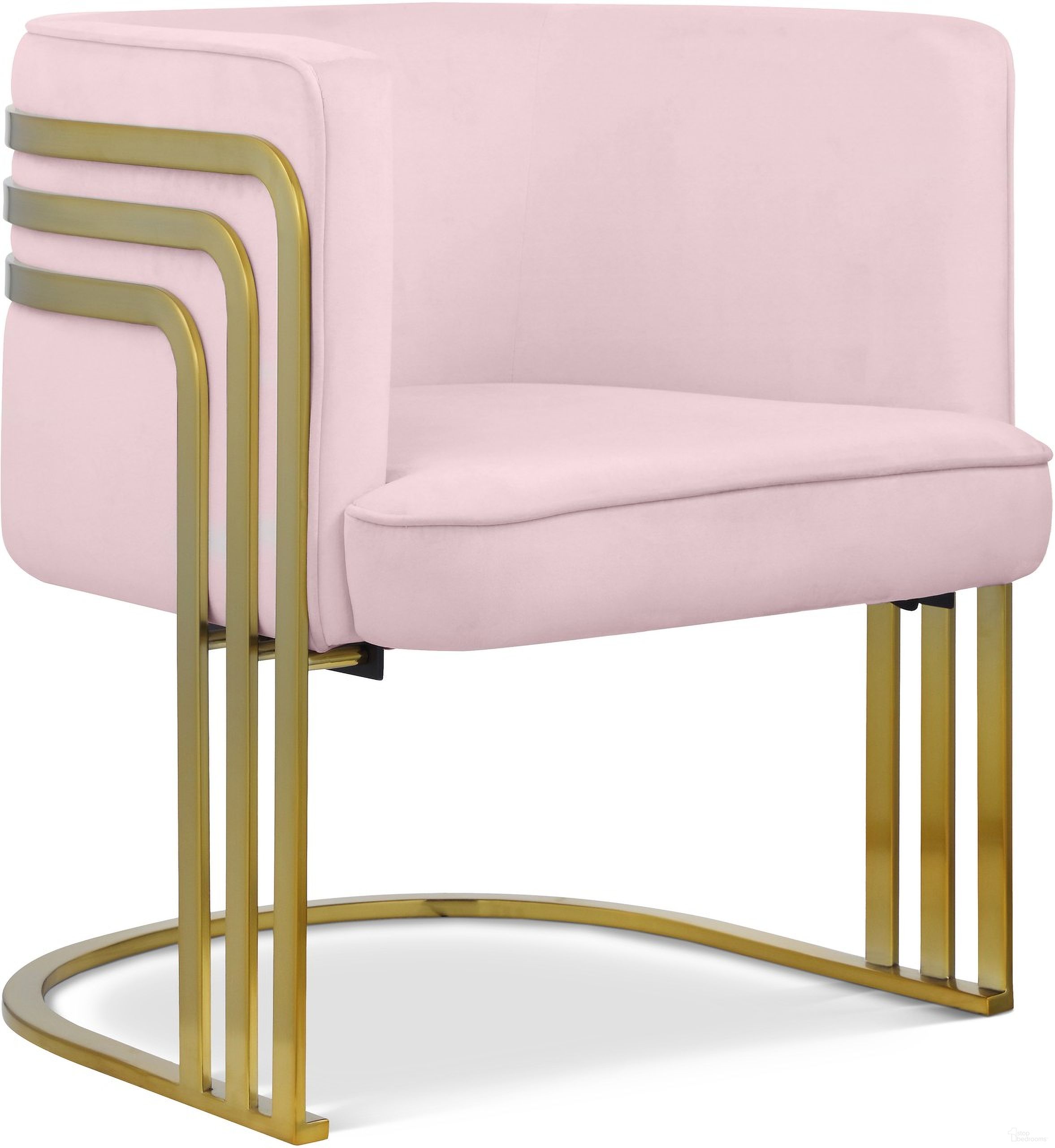 The appearance of Rays Velvet Accent Chair In Pink designed by Meridian in the modern / contemporary interior design. This pink piece of furniture  was selected by 1StopBedrooms from Rays Collection to add a touch of cosiness and style into your home. Sku: 533Pink. Material: Velvet.