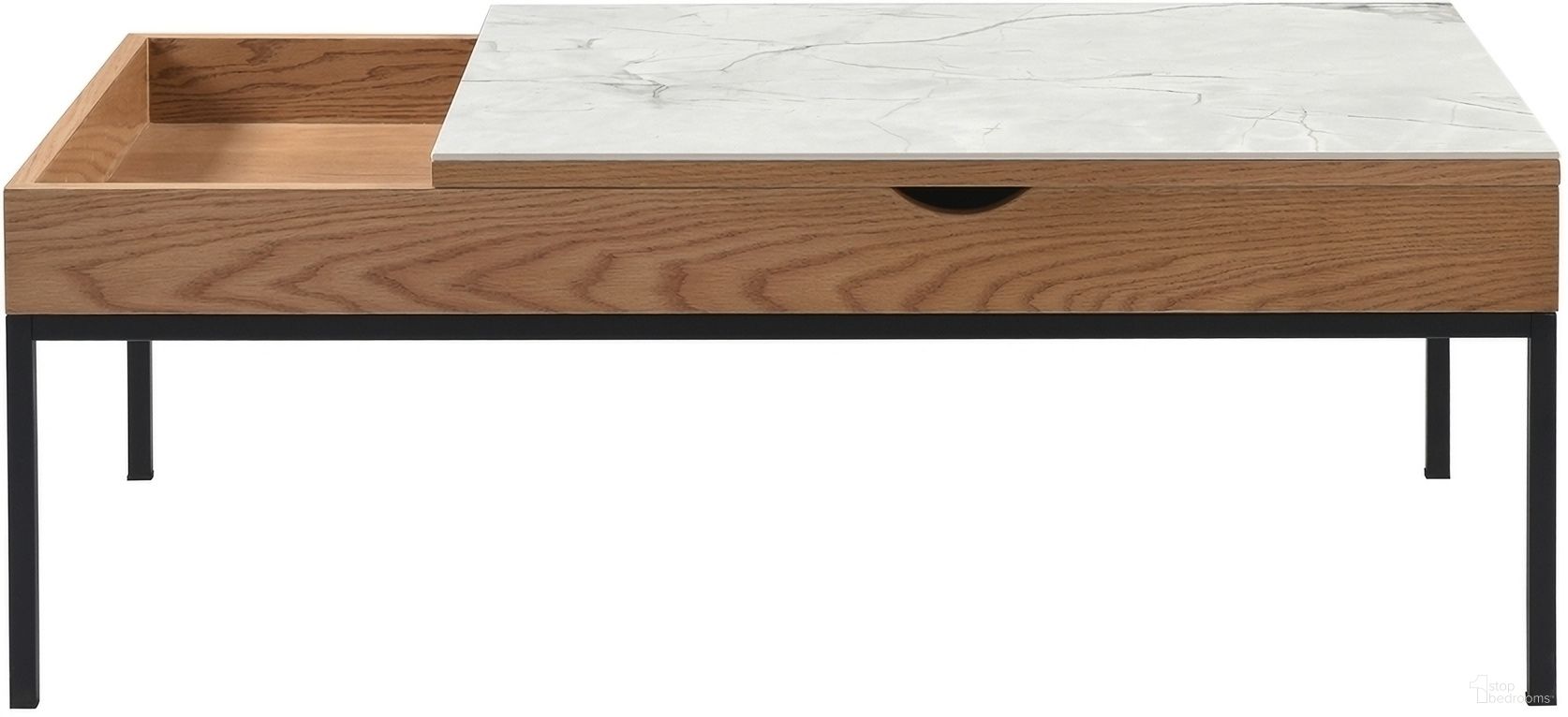 The appearance of Reba Rectangular Lift-Top Coffee Table with Sintered Stone Panel In Natural and Black designed by Armen Living in the transitional interior design. This natural/black piece of furniture was selected by 1StopBedrooms from Reba Collection to add a touch of cosiness and style into your home. Sku: LCRBCOGRYTOP;LCRBCOGRYBS. Material: Stone.