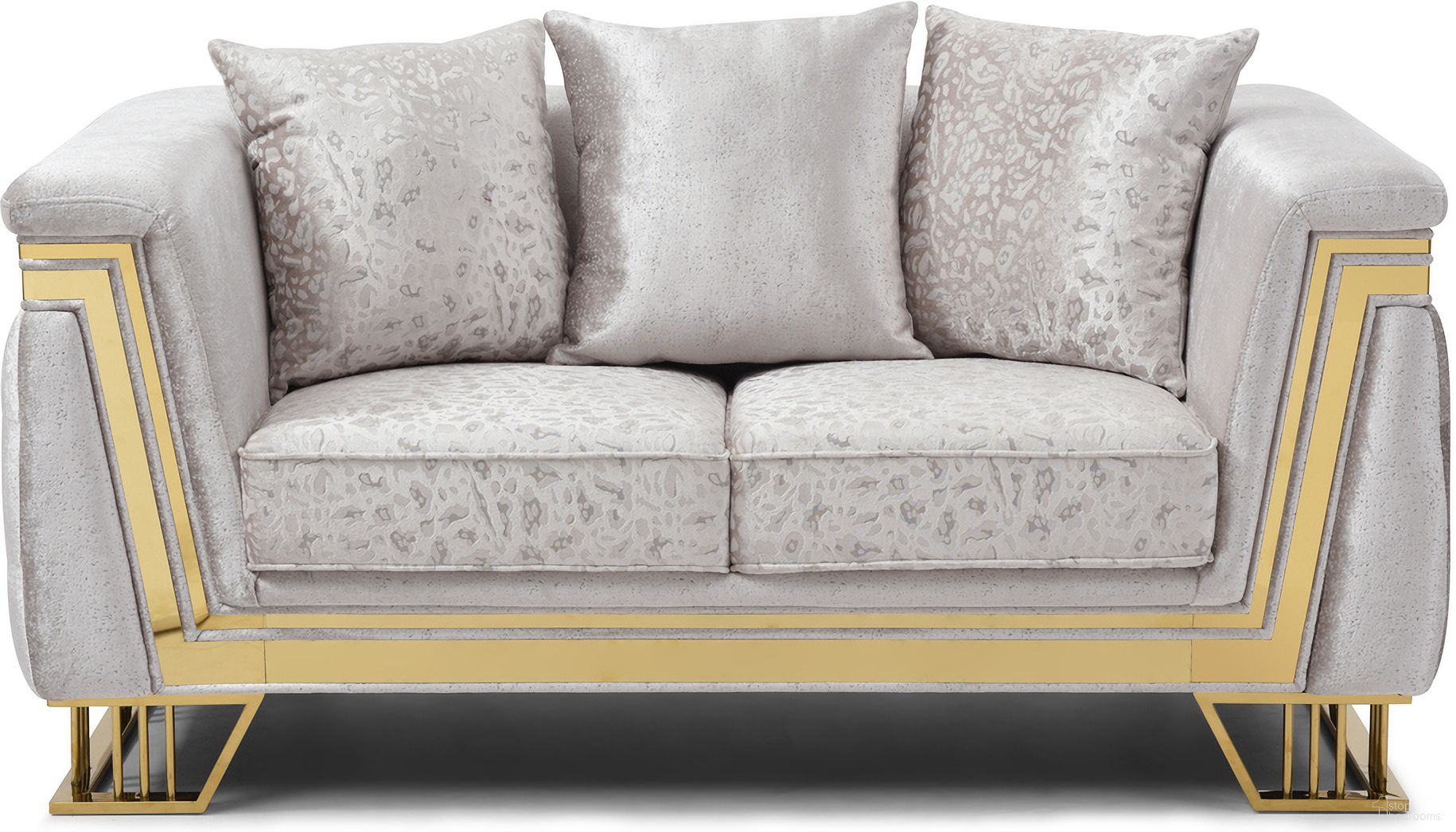 The appearance of Rebecca Loveseat In Shiny Silver designed by Glory in the modern / contemporary interior design. This shiny silver piece of furniture was selected by 1StopBedrooms from Rebecca Collection to add a touch of cosiness and style into your home. Sku: G00195A-L. Material: Textured.