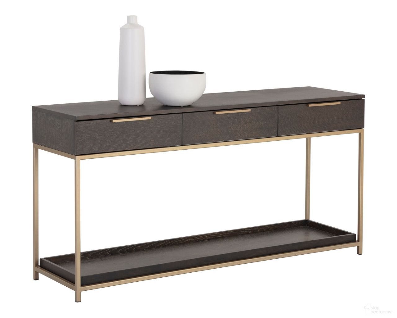 Rebel Console Table with Drawers In Gold and Charcoal Grey
