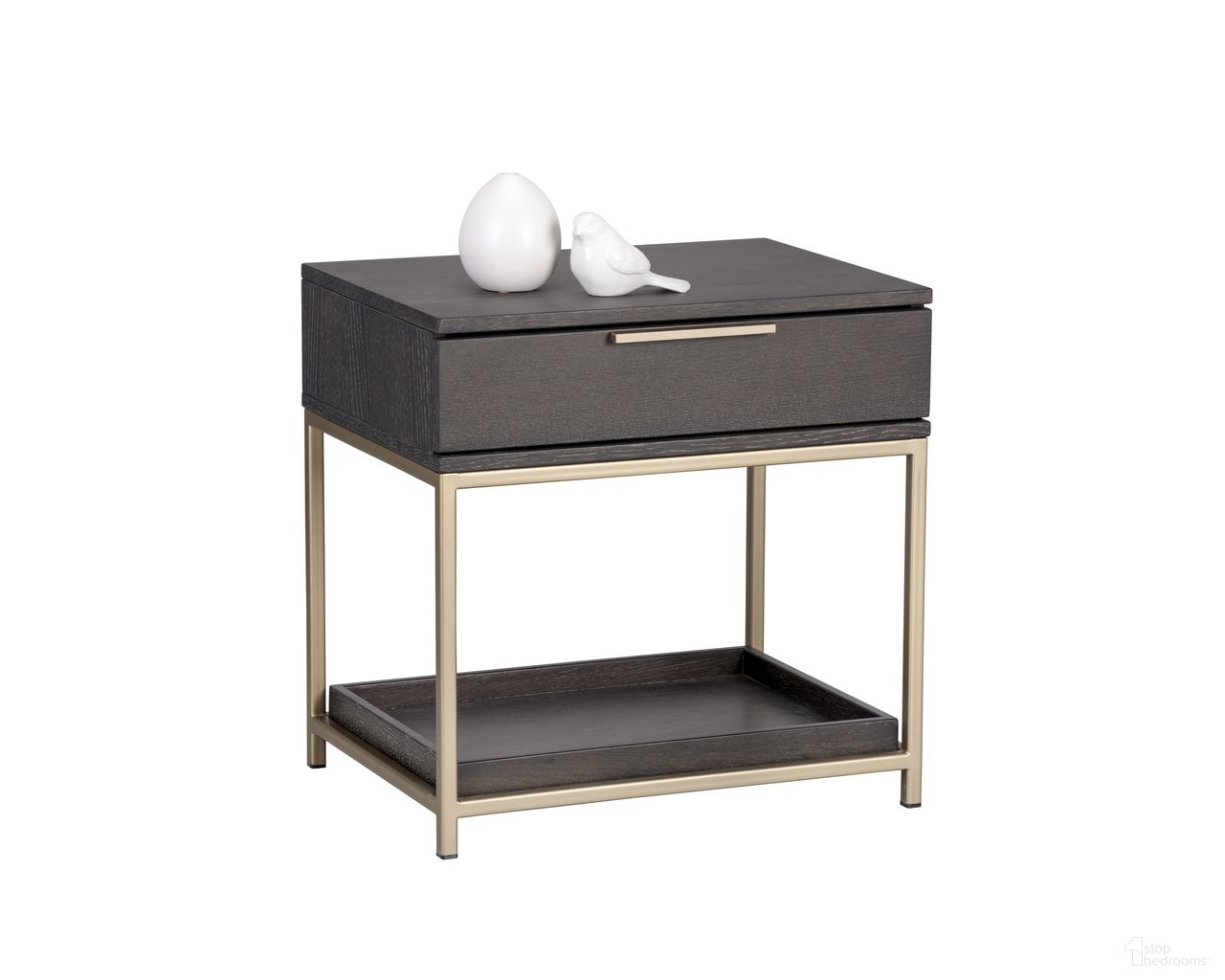 Rebel Small Nightstand In Gold and Charcoal Grey