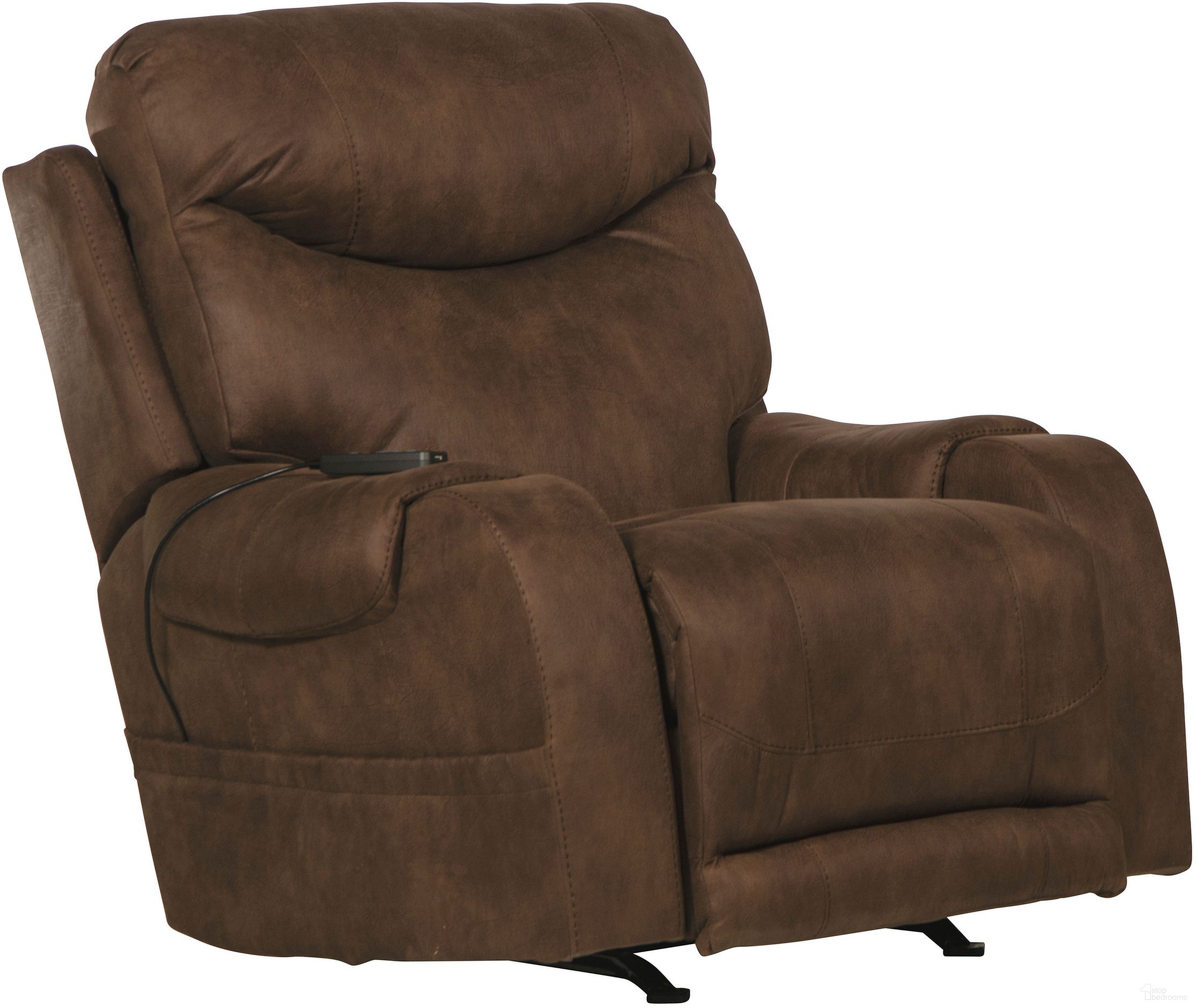 The appearance of Recharger Power Rocker Recliner with Power Adjustable Headrest In Chocolate designed by Catnapper in the traditional interior design. This chocolate piece of furniture was selected by 1StopBedrooms from Recharger Collection to add a touch of cosiness and style into your home. Sku: 641022142879. Material: Fabric.