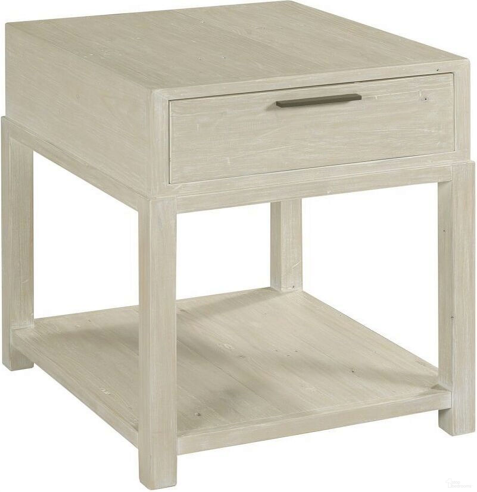 The appearance of Reclamation Place Drawer End Table In White Sand designed by Hammary in the transitional interior design. This white sand piece of furniture was selected by 1StopBedrooms from Reclamation Place Collection to add a touch of cosiness and style into your home. Sku: 523-922. Material: Wood.