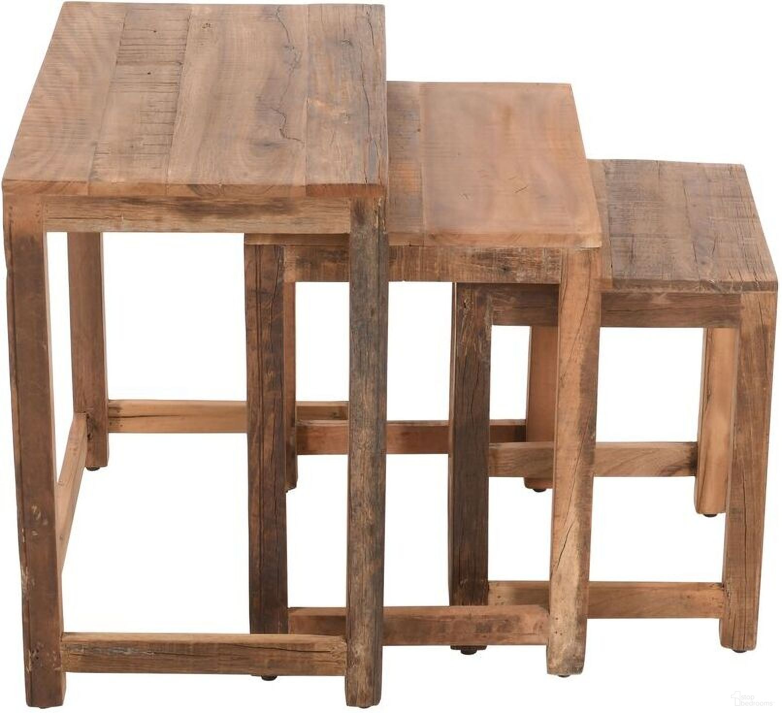 The appearance of Reclamation 3 Piece Nesting Tables In Rustic Brown designed by Jofran in the rustic / southwestern interior design. This rustic brown piece of furniture was selected by 1StopBedrooms from Reclamation Collection to add a touch of cosiness and style into your home. Sku: 2300-11. Material: Acacia.