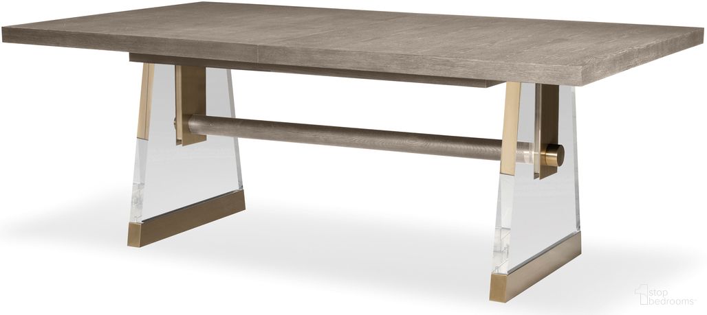 The appearance of Rectangular Dining Table In Sand designed by Century Furniture in the modern / contemporary interior design. This sand piece of furniture was selected by 1StopBedrooms from Cadence Collection to add a touch of cosiness and style into your home. Sku: CA2-301B;CA2-301T. Table Base Style: Trestle. Table Top Shape: Rectangular. Size: 46" x 80". Material: Oak Veneer.