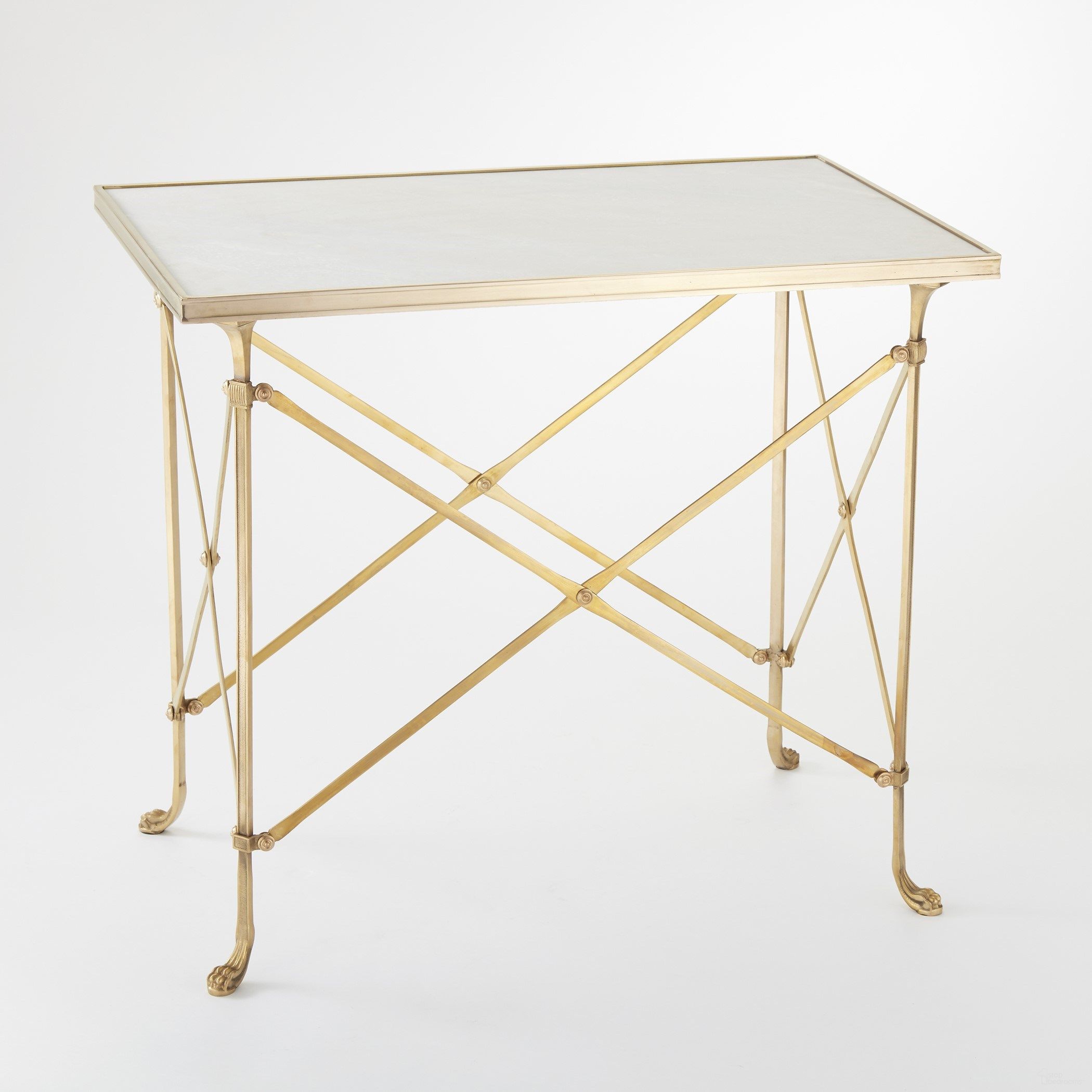 The appearance of Rectangular Directoire Table In Brass With White Marble designed by Global Views in the modern / contemporary interior design. This white piece of furniture  was selected by 1StopBedrooms from Rectangular Collection to add a touch of cosiness and style into your home. Sku: 8792. Material: Marble.