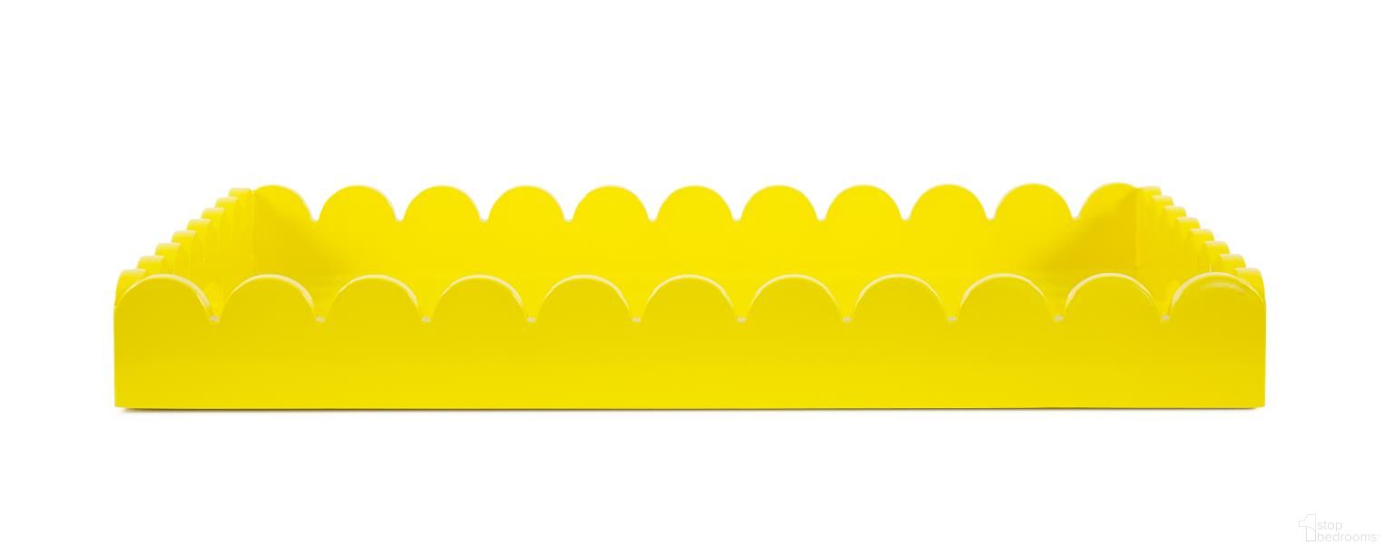 Rectangular Scalloped Riviera Tray In Glossy Yellow