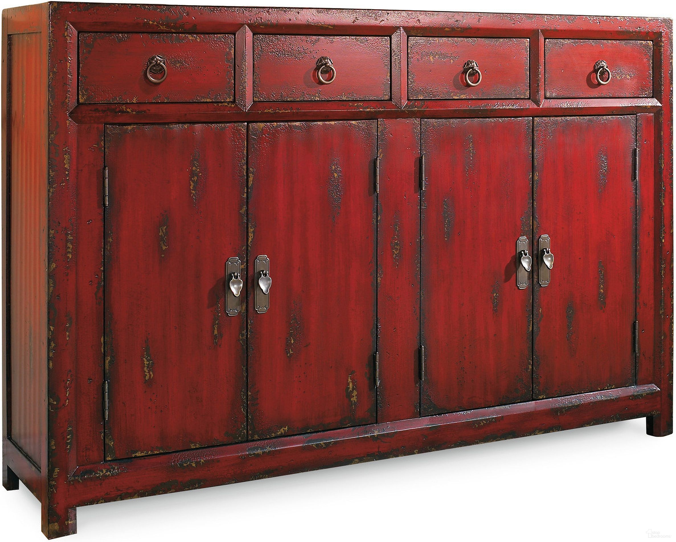 Commerce and Market Red 58'' 4 Door Asian Cabinet