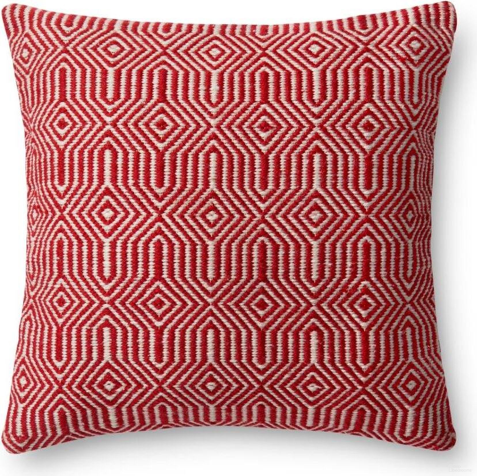 Loloi P0339 Red and Ivory 22" x 22" Cover w/Down Pillow