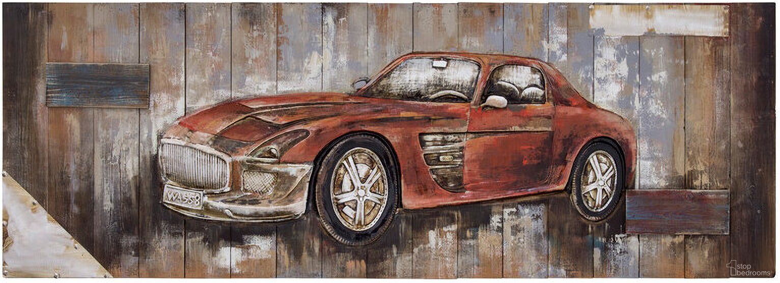 Red Vintage Car II Wall Art In Multicolor