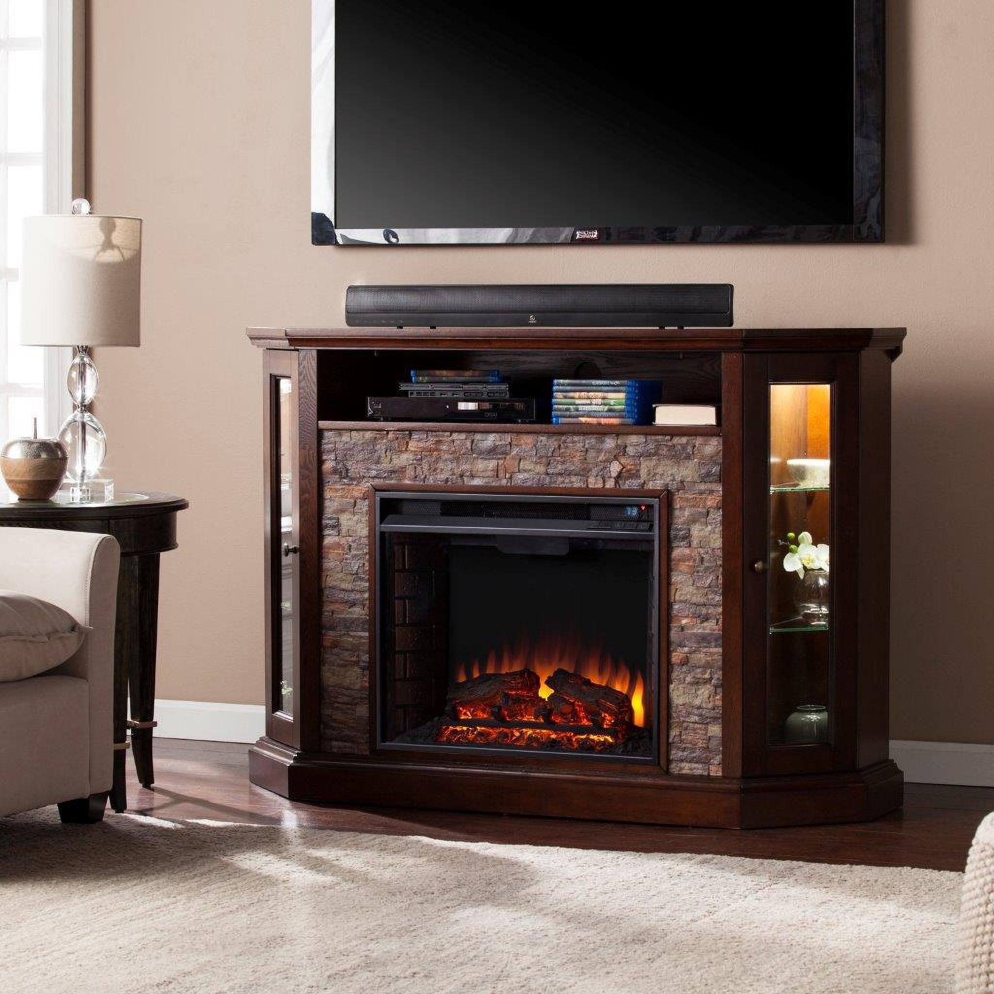 The appearance of Redden Corner Convertible Electric Media Fireplace In Espresso designed by SEI Furniture in the transitional interior design. This espresso piece of furniture was selected by 1StopBedrooms from Redden Collection to add a touch of cosiness and style into your home. Sku: FE9392. Material: Wood.