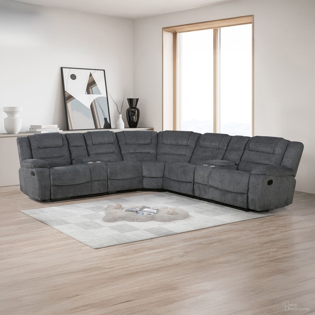 The appearance of Redondo 3-Piece Manual Sectional with Wedge In Gray designed by New Classic in the modern / contemporary interior design. This gray piece of furniture was selected by 1StopBedrooms from Redondo Collection to add a touch of cosiness and style into your home. Sku: U2540-R25-GRY;U2540-L25-GRY;U2540-WG-GRY. Material: Polyester. Layout: L-Shape.