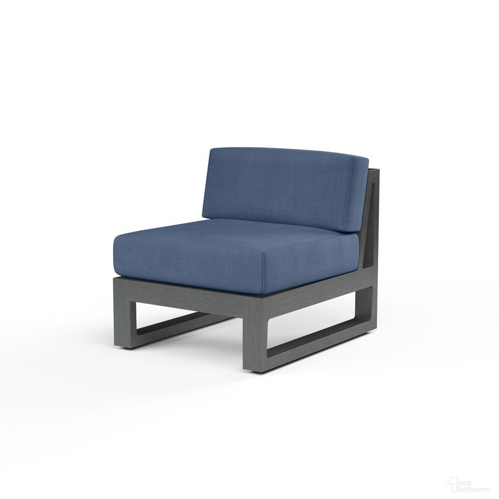 The appearance of Redondo Armless Club in Spectrum Indigo designed by Sunset West in the modern / contemporary interior design. This spectrum indigo piece of furniture  was selected by 1StopBedrooms from Redondo Collection to add a touch of cosiness and style into your home. Sku: SW3801-AC-48080. Material: Aluminum.