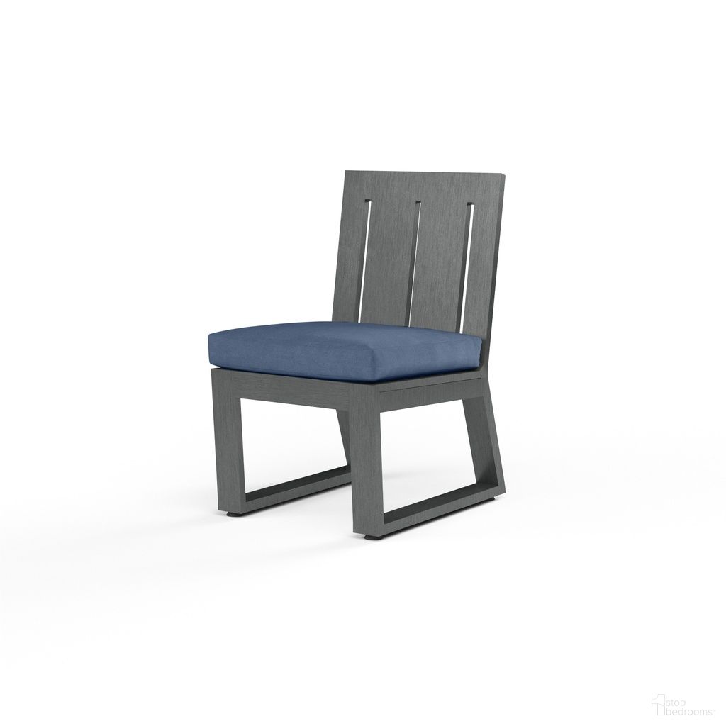 The appearance of Redondo Armless Dining Chair in Spectrum Indigo designed by Sunset West in the modern / contemporary interior design. This spectrum indigo piece of furniture  was selected by 1StopBedrooms from Redondo Collection to add a touch of cosiness and style into your home. Sku: SW3801-1A-48080. Material: Aluminum.