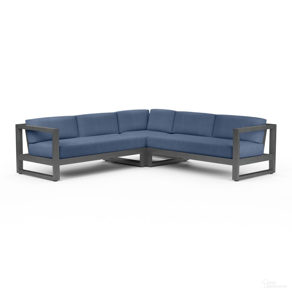 The appearance of Redondo Sectional in Spectrum Indigo designed by Sunset West in the modern / contemporary interior design. This spectrum indigo piece of furniture was selected by 1StopBedrooms from Redondo Collection to add a touch of cosiness and style into your home. Sku: SW3801-SEC-48080. Material: Aluminum.