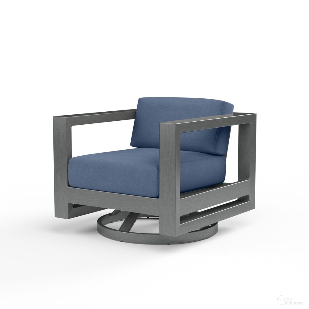 The appearance of Redondo Swivel Club in Spectrum Indigo designed by Sunset West in the modern / contemporary interior design. This spectrum indigo piece of furniture  was selected by 1StopBedrooms from Redondo Collection to add a touch of cosiness and style into your home. Sku: SW3801-21S-48080. Material: Aluminum.