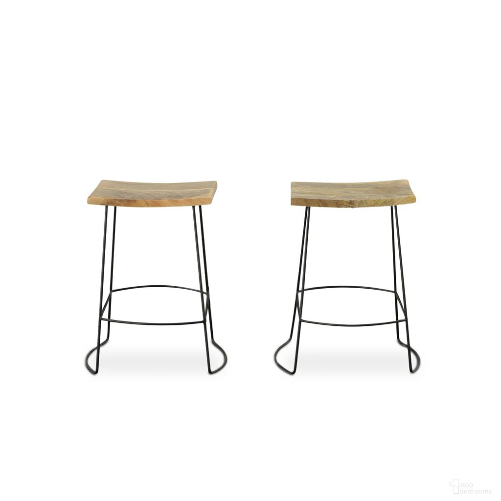 The appearance of Reece 25 Inch Saddle Seat Counter Stool - Set of 2 In Natural and Black designed by Carolina Living in the modern / contemporary interior design. This natural/black piece of furniture was selected by 1StopBedrooms from Reece Collection to add a touch of cosiness and style into your home. Sku: CF1724NMNGTBK. Material: Mango Wood.