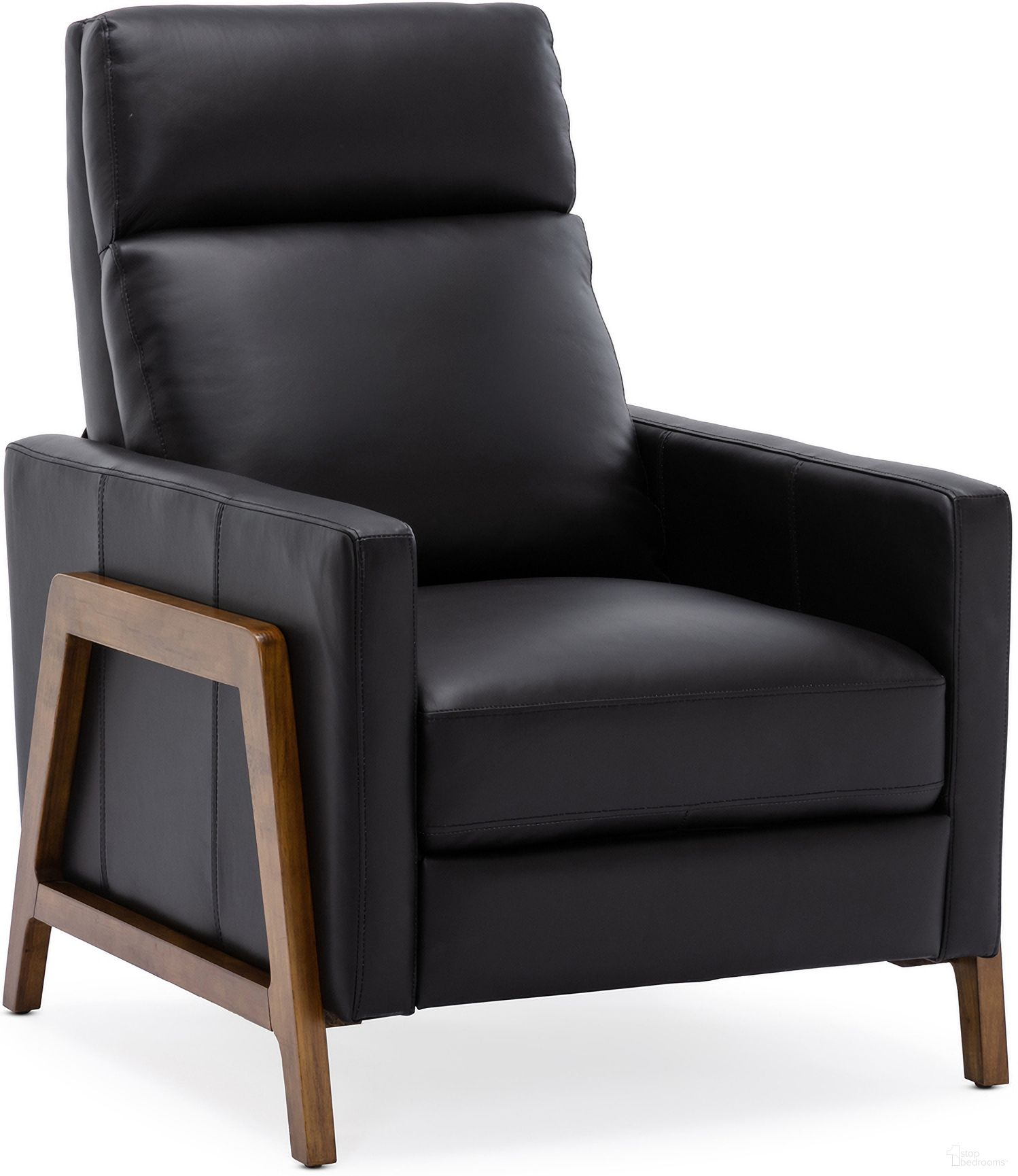 The appearance of Reed Leather Push Back Recliner In Black designed by Comfort Pointe in the modern / contemporary interior design. This black piece of furniture  was selected by 1StopBedrooms from Reed Collection to add a touch of cosiness and style into your home. Sku: 8051-50. Material: Plywood.
