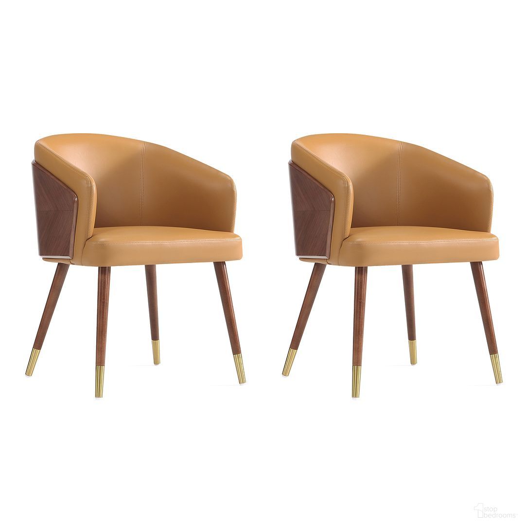 The appearance of Reeva Dining Chair Set of 2 In Walnut and Camal designed by Manhattan Comfort in the modern / contemporary interior design. This walnut piece of furniture was selected by 1StopBedrooms from Reeva Collection to add a touch of cosiness and style into your home. Sku: DC082-CL;DC082-CL. Material: Wood. Chair Type: Arm Chair.