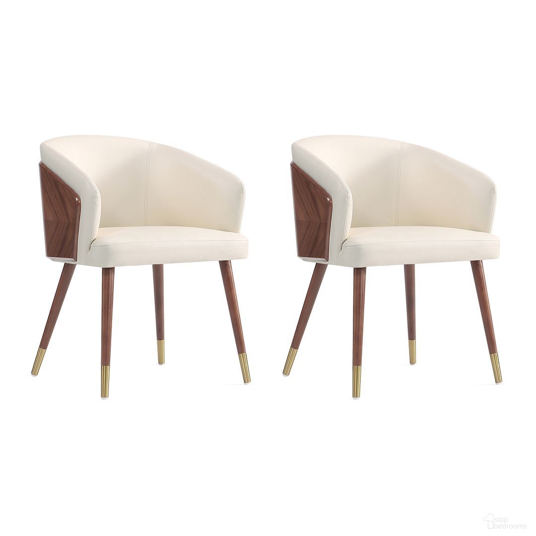The appearance of Reeva Dining Chair Set of 2 In Walnut and Cream designed by Manhattan Comfort in the modern / contemporary interior design. This cream piece of furniture was selected by 1StopBedrooms from Reeva Collection to add a touch of cosiness and style into your home. Sku: DC082-CR;DC082-CR. Material: Wood. Chair Type: Arm Chair.