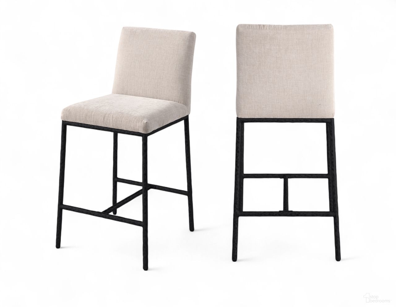 The appearance of Reeves Chenille Fabric Upholstered Counter Stool Set of 2 In Beige and Matte Black designed by Meridian in the modern / contemporary interior design. This beige/matte black piece of furniture was selected by 1StopBedrooms from Reeves Collection to add a touch of cosiness and style into your home. Sku: 11060Beige-C. Material: Chenille.