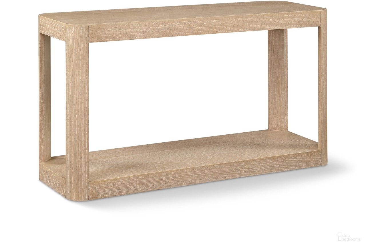 The appearance of Reeves Console Table In Natural designed by Meridian in the modern / contemporary interior design. This natural piece of furniture  was selected by 1StopBedrooms from Reeves Collection to add a touch of cosiness and style into your home. Sku: 99068Oak-ST. Material: Rubberwood.