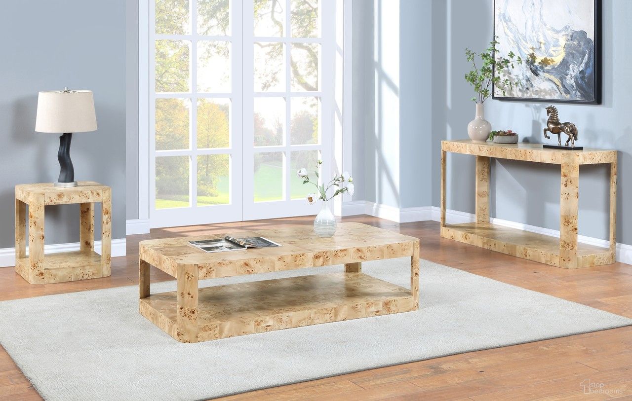The appearance of Reeves Occasional Table Set In Burl designed by Meridian in the modern / contemporary interior design. This burl piece of furniture was selected by 1StopBedrooms from Reeves Collection to add a touch of cosiness and style into your home. Sku: 99068Burl-CT;99068Burl-ET. Material: Rubberwood.