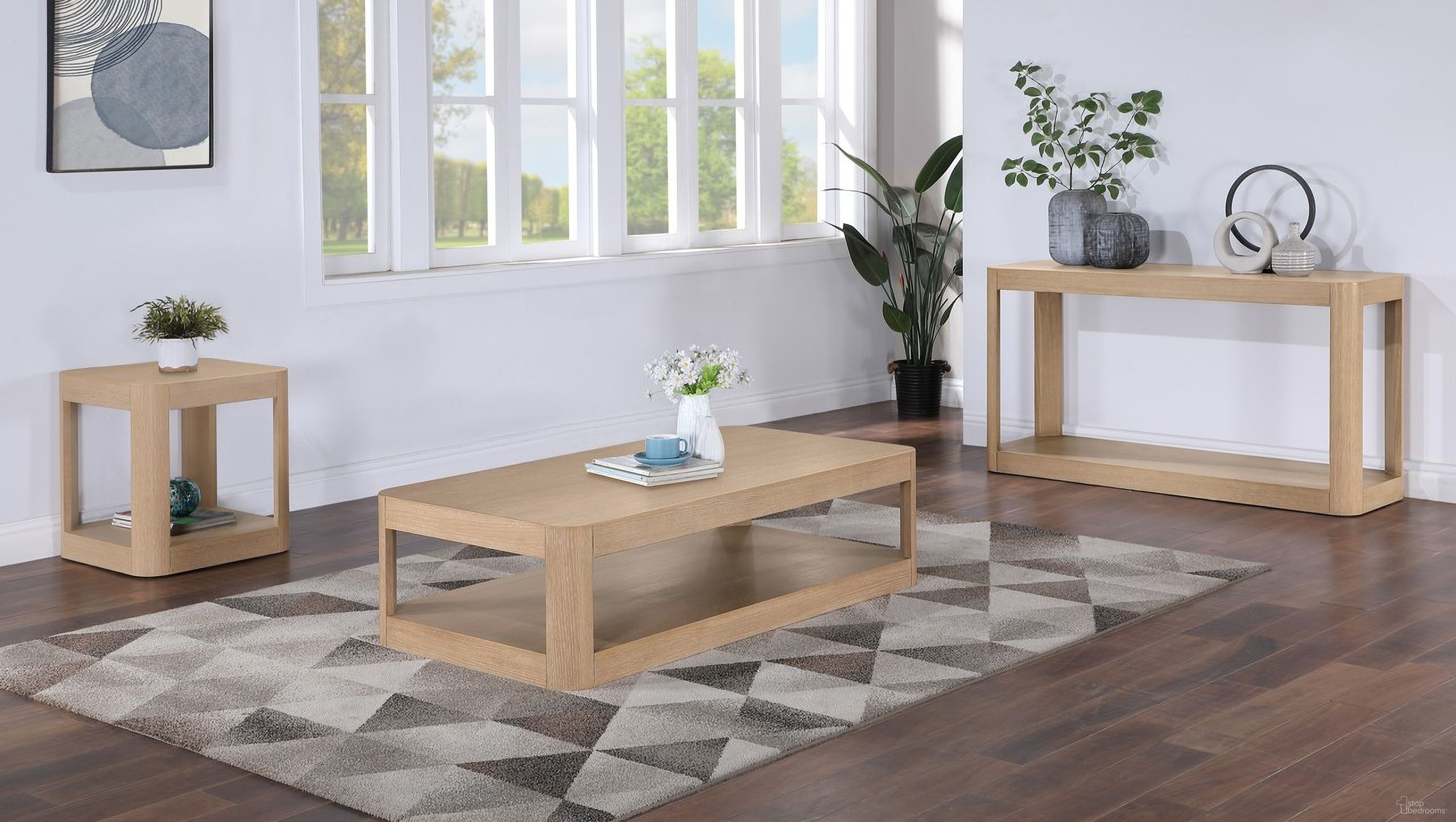 The appearance of Reeves Occasional Table Set In Natural designed by Meridian in the modern / contemporary interior design. This natural piece of furniture  was selected by 1StopBedrooms from Reeves Collection to add a touch of cosiness and style into your home. Sku: 99068Oak-CT;99068Oak-ET. Material: Rubberwood.