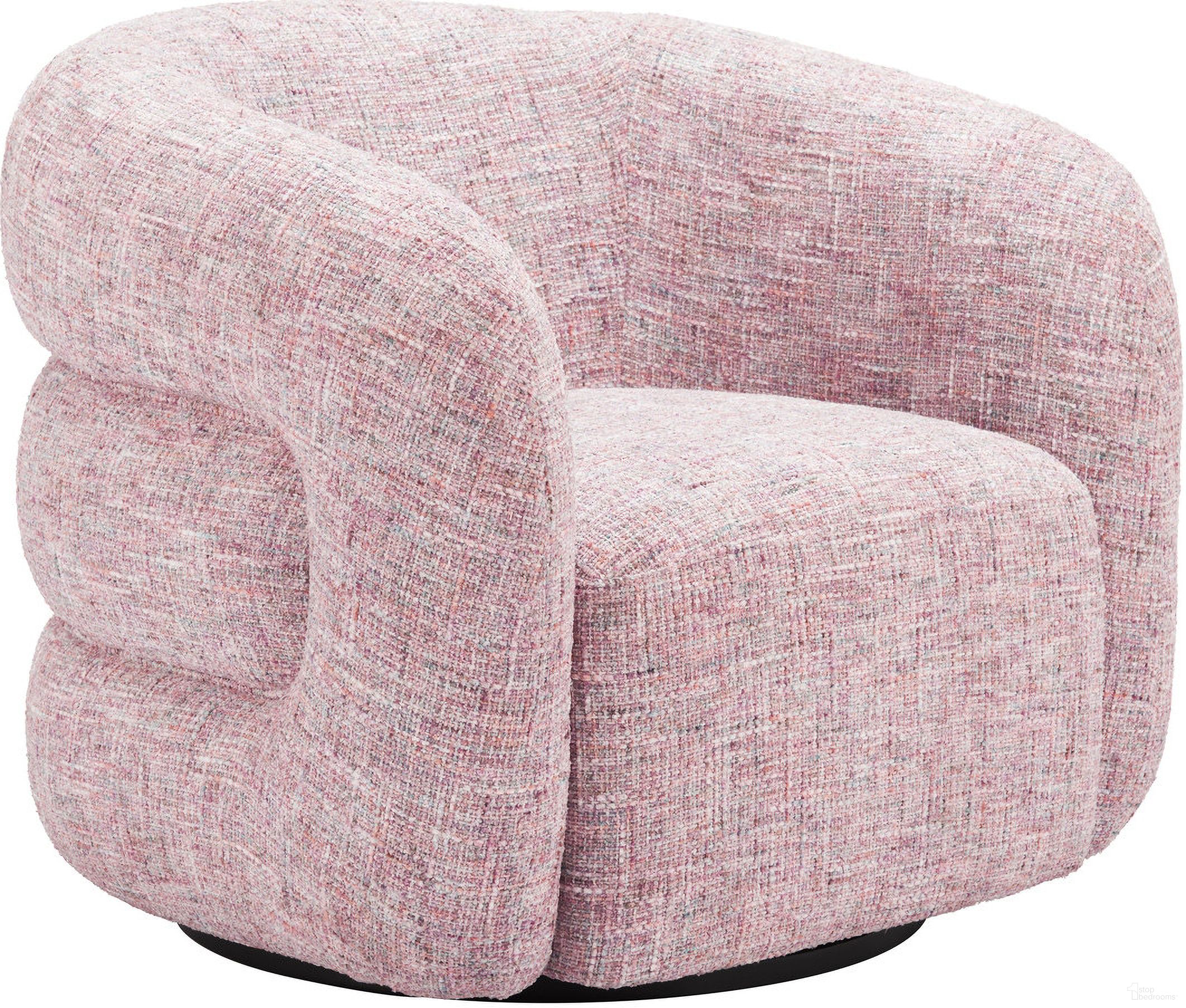 The appearance of Refine Swivel Chair In Pink Tweed designed by Zuo Modern in the modern / contemporary interior design. This pink piece of furniture was selected by 1StopBedrooms from Refine Collection to add a touch of cosiness and style into your home. Sku: 110846. Material: Polyester.