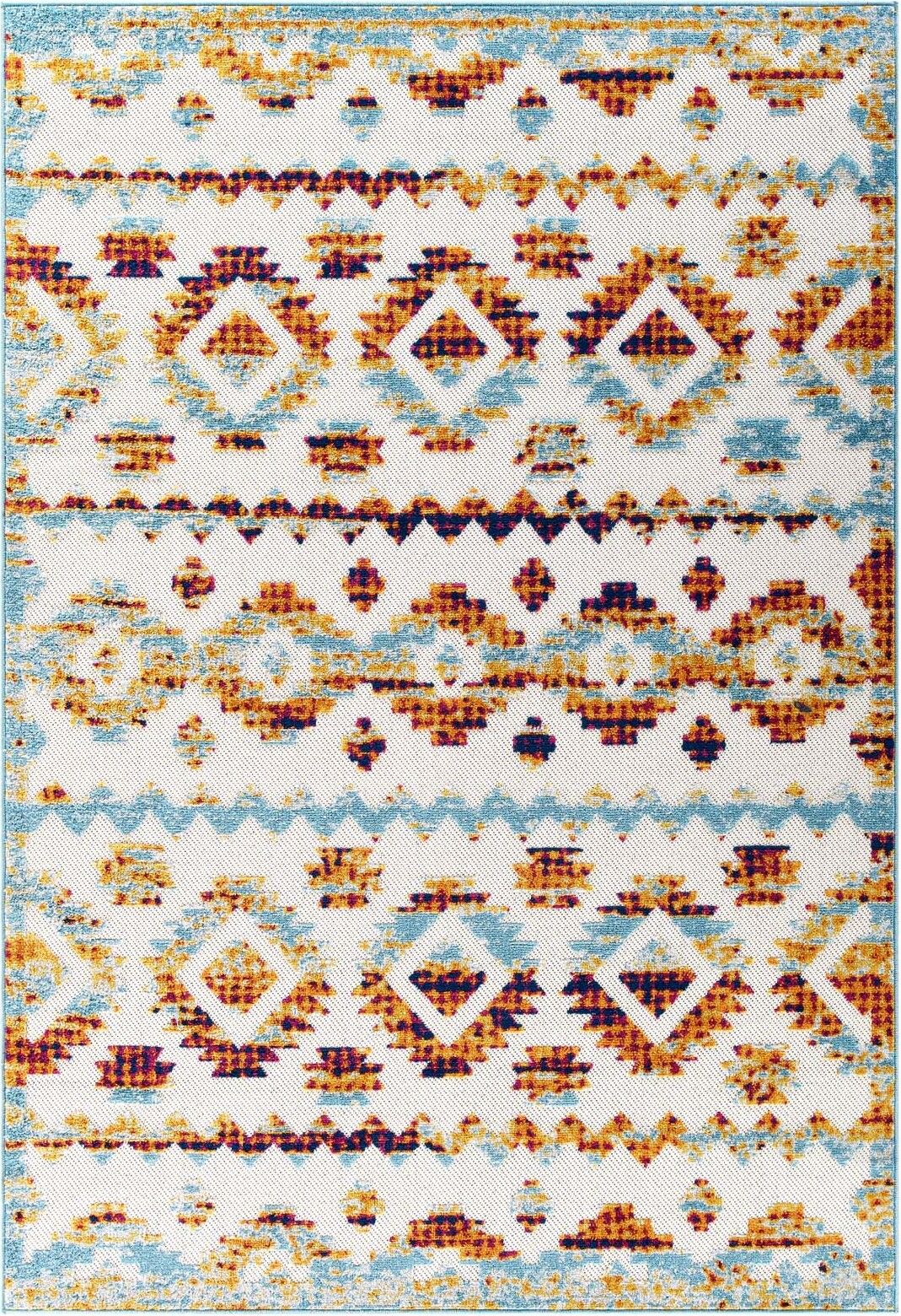 Reflect Multicolor Takara Abstract Diamond Moroccan Trellis 5x8 Indoor and Outdoor Area Rug