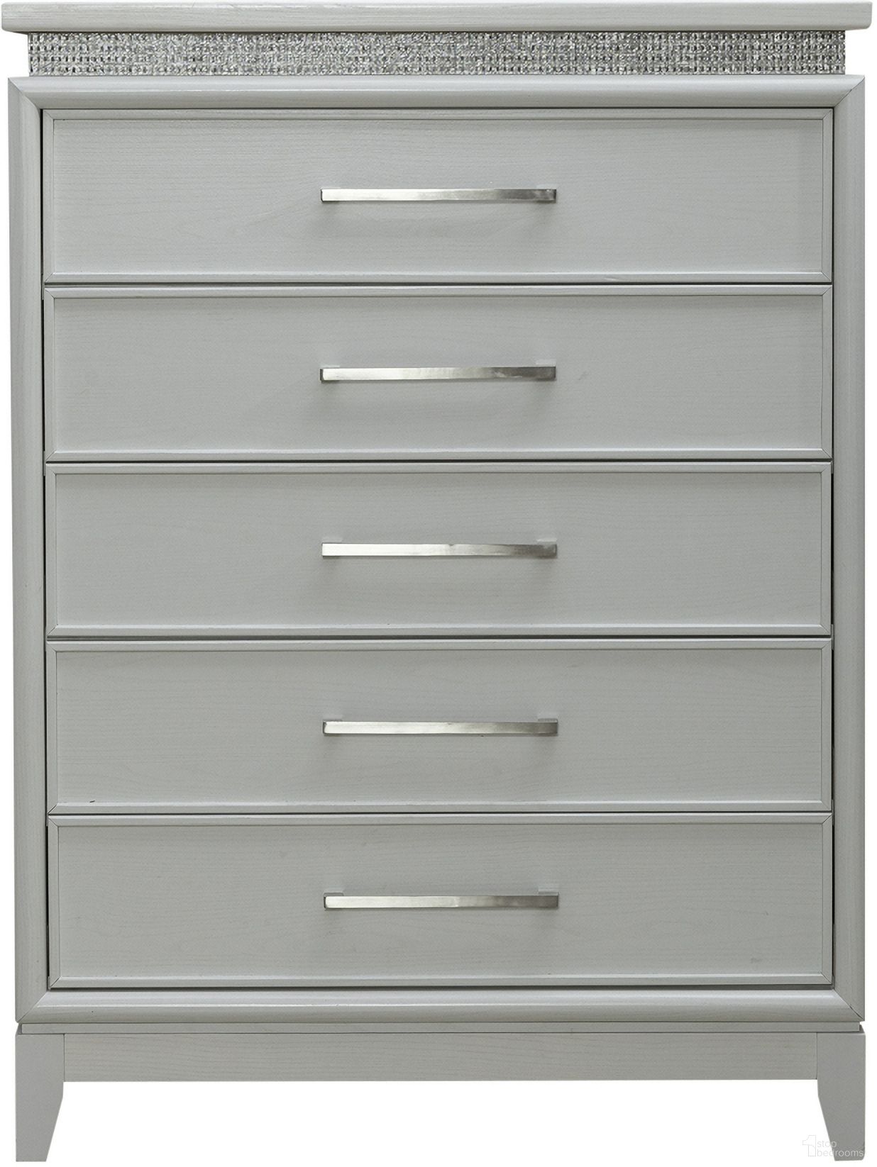 The appearance of Reflections 5 Drawer Chest with Lights In Pearl White designed by Liberty in the modern / contemporary interior design. This pearl white piece of furniture was selected by 1StopBedrooms from Reflections Collection to add a touch of cosiness and style into your home. Sku: 781-BR41. Material: Solid Rubberwood.