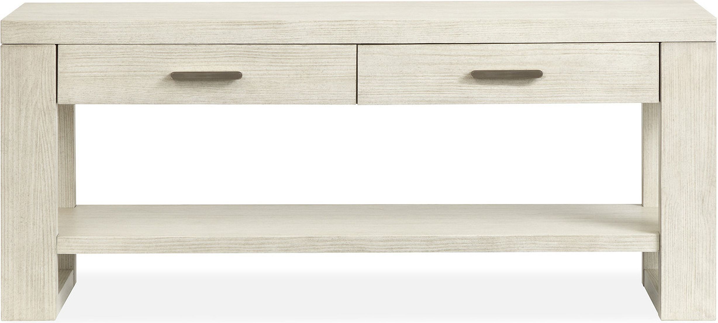 The appearance of Refton Rectangular Sofa Table In Balboa Mist designed by Magnussen in the modern / contemporary interior design. This balboa mist piece of furniture  was selected by 1StopBedrooms from Refton Collection to add a touch of cosiness and style into your home. Sku: T5937-73. Material: Pine Veneer.