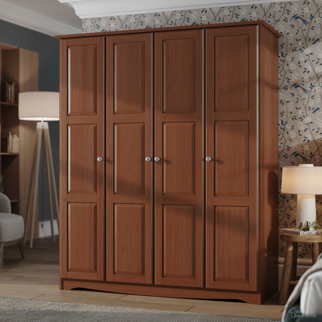 The appearance of Regal 4-Door Wardrobe with Raised Panel Doors and Metal Knobs In Mocha designed by Palace Imports in the modern / contemporary interior design. This mocha piece of furniture was selected by 1StopBedrooms from Regal Collection to add a touch of cosiness and style into your home. Sku: 5983DK. Material: Solid Pine Wood.
