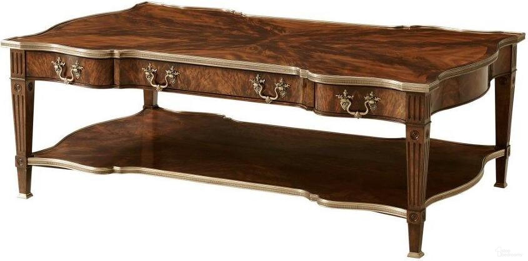 The appearance of Regal Cocktail Table designed by Theodore Alexander in the traditional interior design. This  piece of furniture  was selected by 1StopBedrooms from Essential Collection to add a touch of cosiness and style into your home. Sku: 5105-160. Material: Leather.