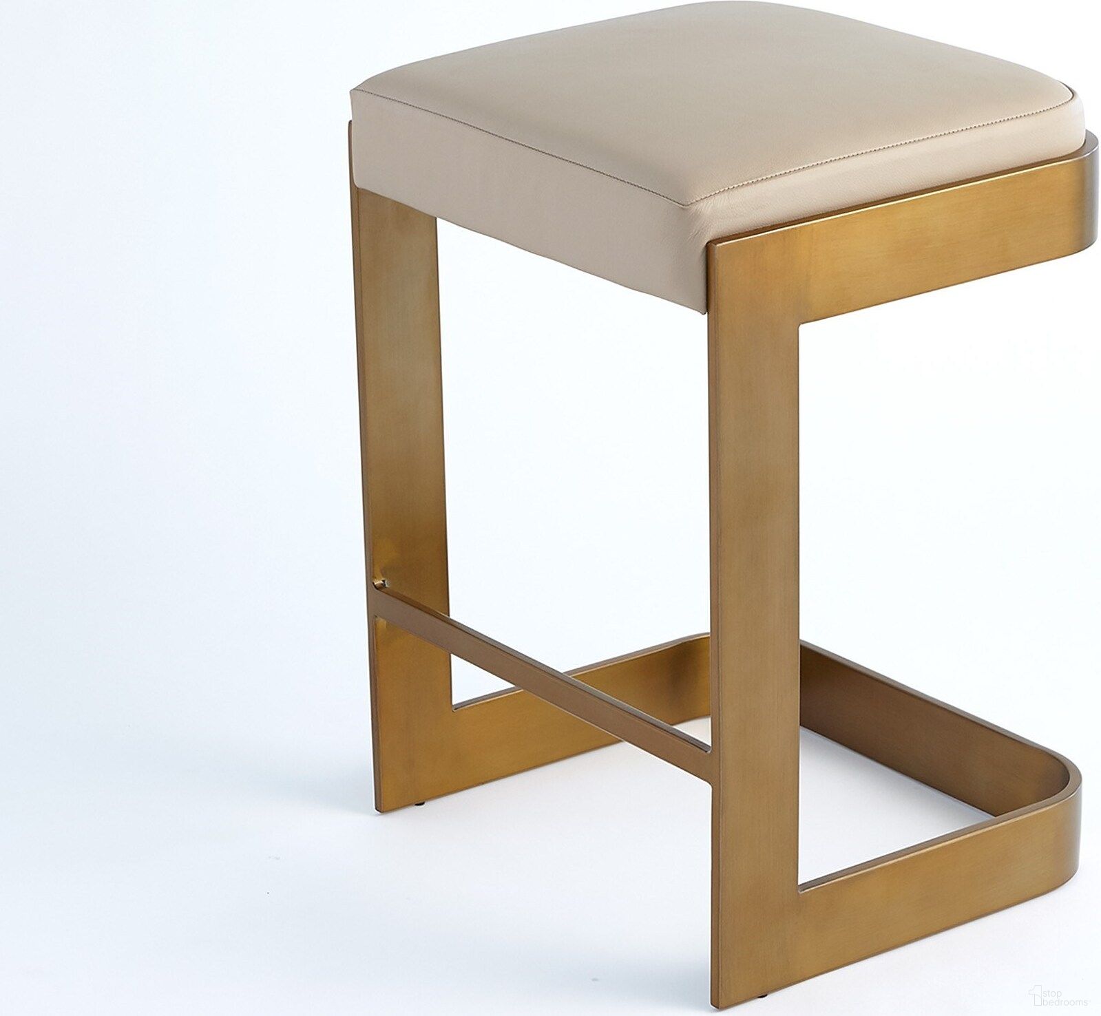 The appearance of Regan Low Bar Stool With Ivory Leather In Antique Brass designed by Global Views in the modern / contemporary interior design. This white piece of furniture was selected by 1StopBedrooms from Regan Collection to add a touch of cosiness and style into your home. Sku: 790828. Material: Steel.
