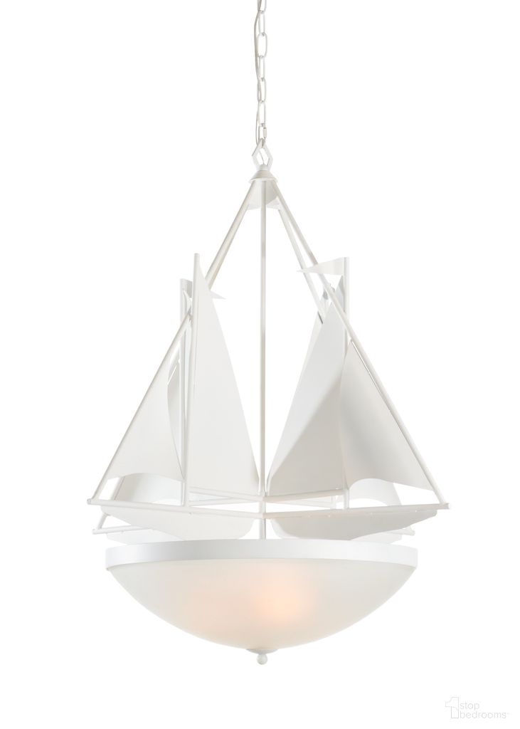 The appearance of Regatta Chandelier In White and Cream designed by Wildwood in the modern / contemporary interior design. This white/cream piece of furniture was selected by 1StopBedrooms from Wildwood Collection to add a touch of cosiness and style into your home. Sku: 67392. Material: Iron.