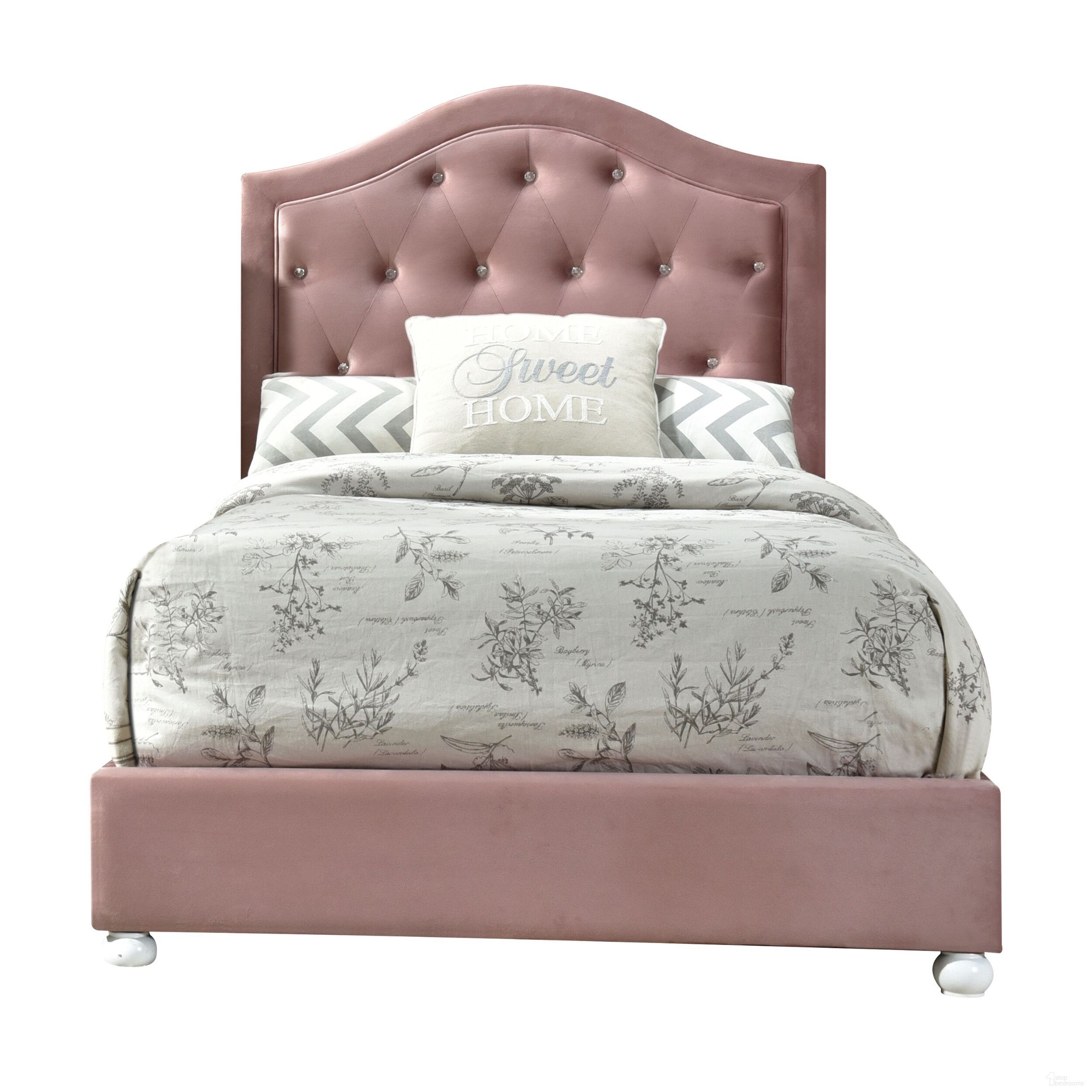 The appearance of Reggie Youth Upholstered Bed (Full) designed by ACME in the transitional interior design. This pink piece of furniture was selected by 1StopBedrooms from Reggie Collection to add a touch of cosiness and style into your home. Sku: 30875F-HB;30876F-FR. Bed Type: Platform Bed. Material: Wood. Bed Size: Full.
