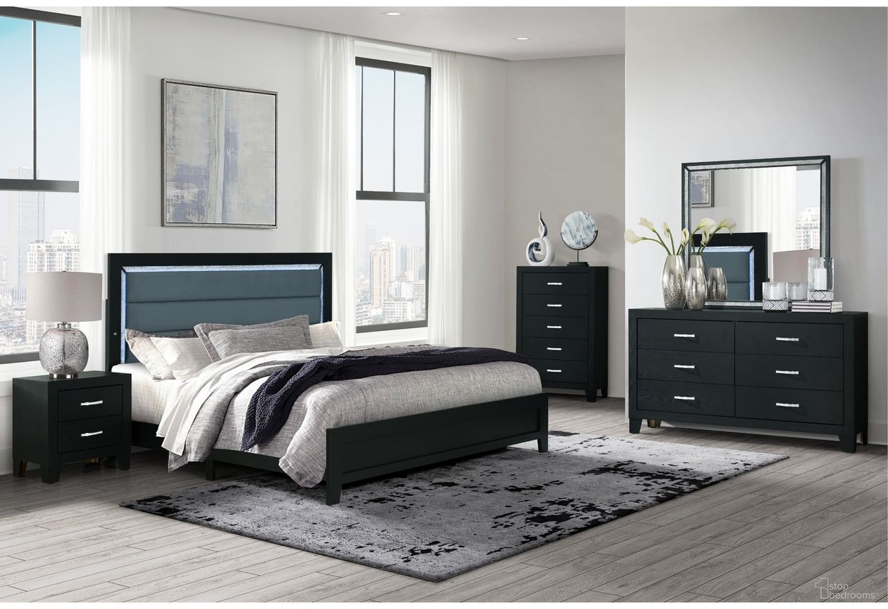 Reid Bedroom Set with LED In Black