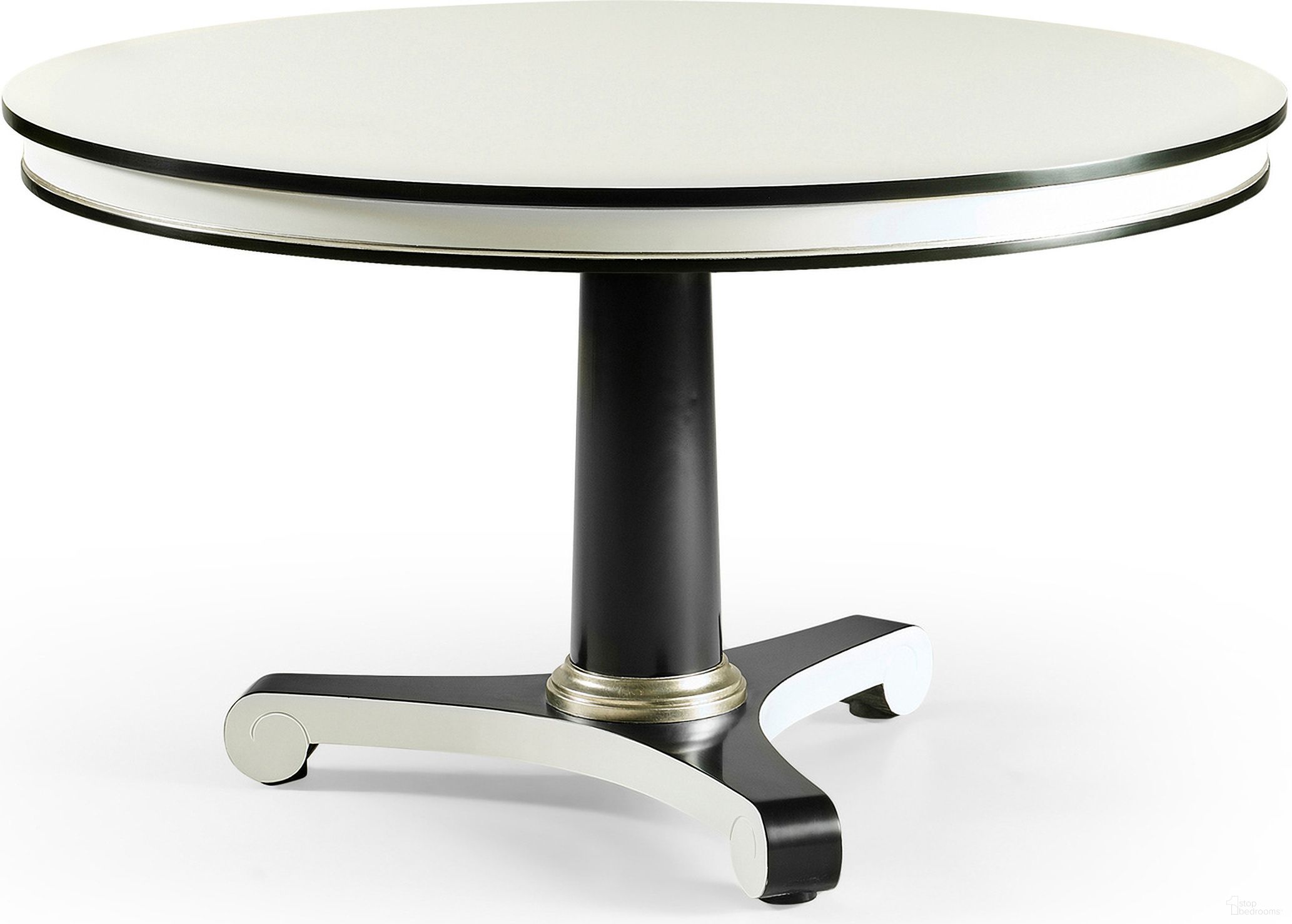 The appearance of Reimagined 60 Inch Dipole Biedermeier Dining Table In Black designed by Jonathan Charles in the traditional interior design. This black piece of furniture was selected by 1StopBedrooms from Reimagined Collection to add a touch of cosiness and style into your home. Sku: 494776-60D-WDL. Table Base Style: Pedestal. Table Top Shape: Round. Material: Wood. Size: 60".