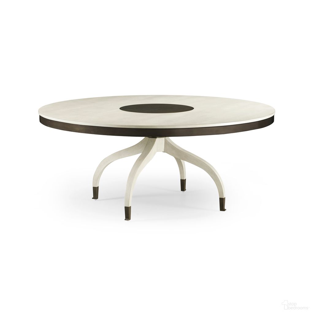 The appearance of Reimagined Lodestone Round Dining Table In White Oak designed by Jonathan Charles in the traditional interior design. This oak piece of furniture  was selected by 1StopBedrooms from Reimagined Collection to add a touch of cosiness and style into your home. Sku: 496034-72D-CWO. Table Base Style: Pedestal. Table Top Shape: Round. Material: Wood. Size: 72".