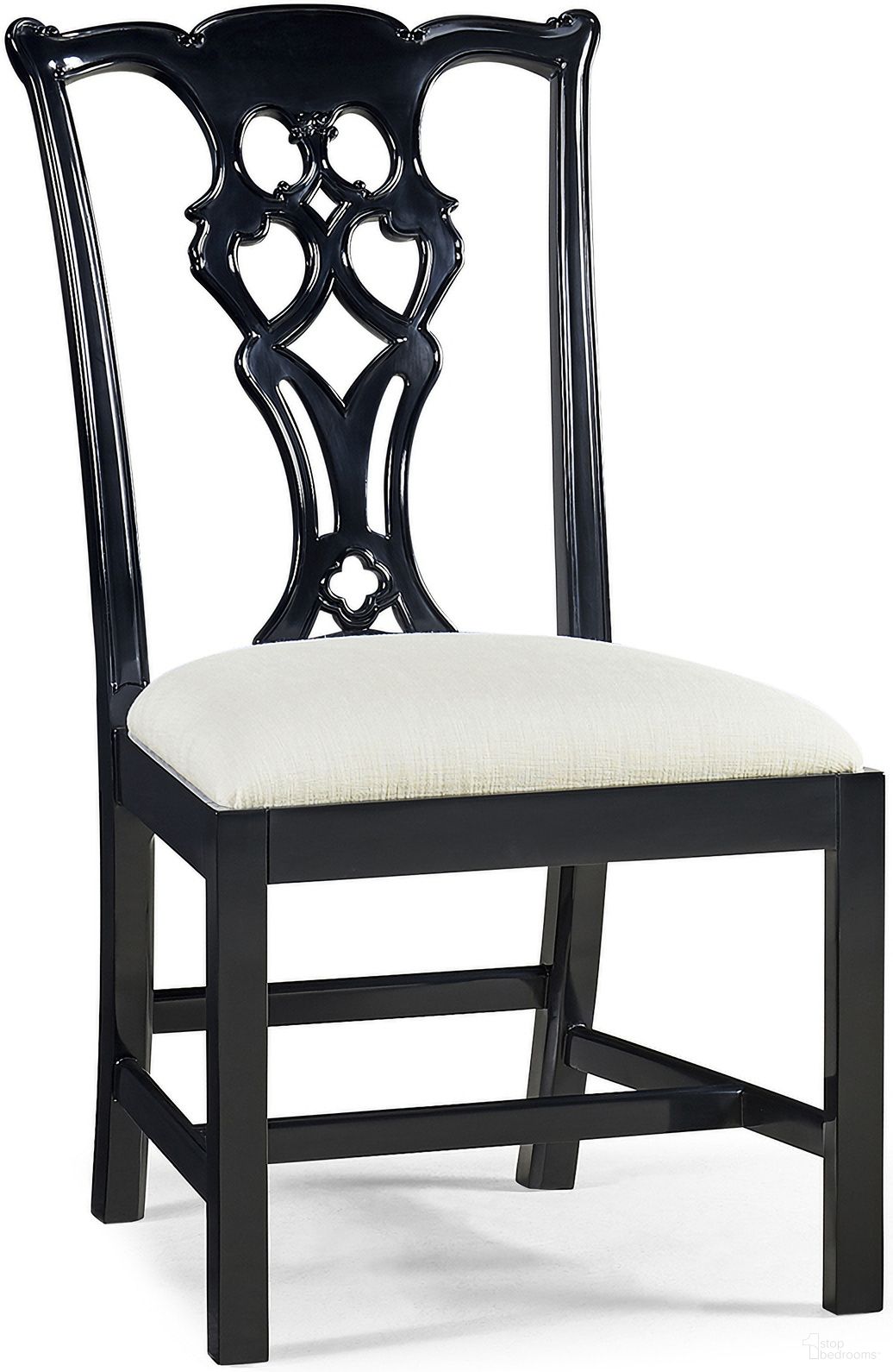 The appearance of Reimagined Spark Chippendale Side Chair In Black designed by Jonathan Charles in the traditional interior design. This black piece of furniture  was selected by 1StopBedrooms from Reimagined Collection to add a touch of cosiness and style into your home. Sku: 493330-SC-BLA-F053. Material: Fabric. Chair Type: Side Chair.