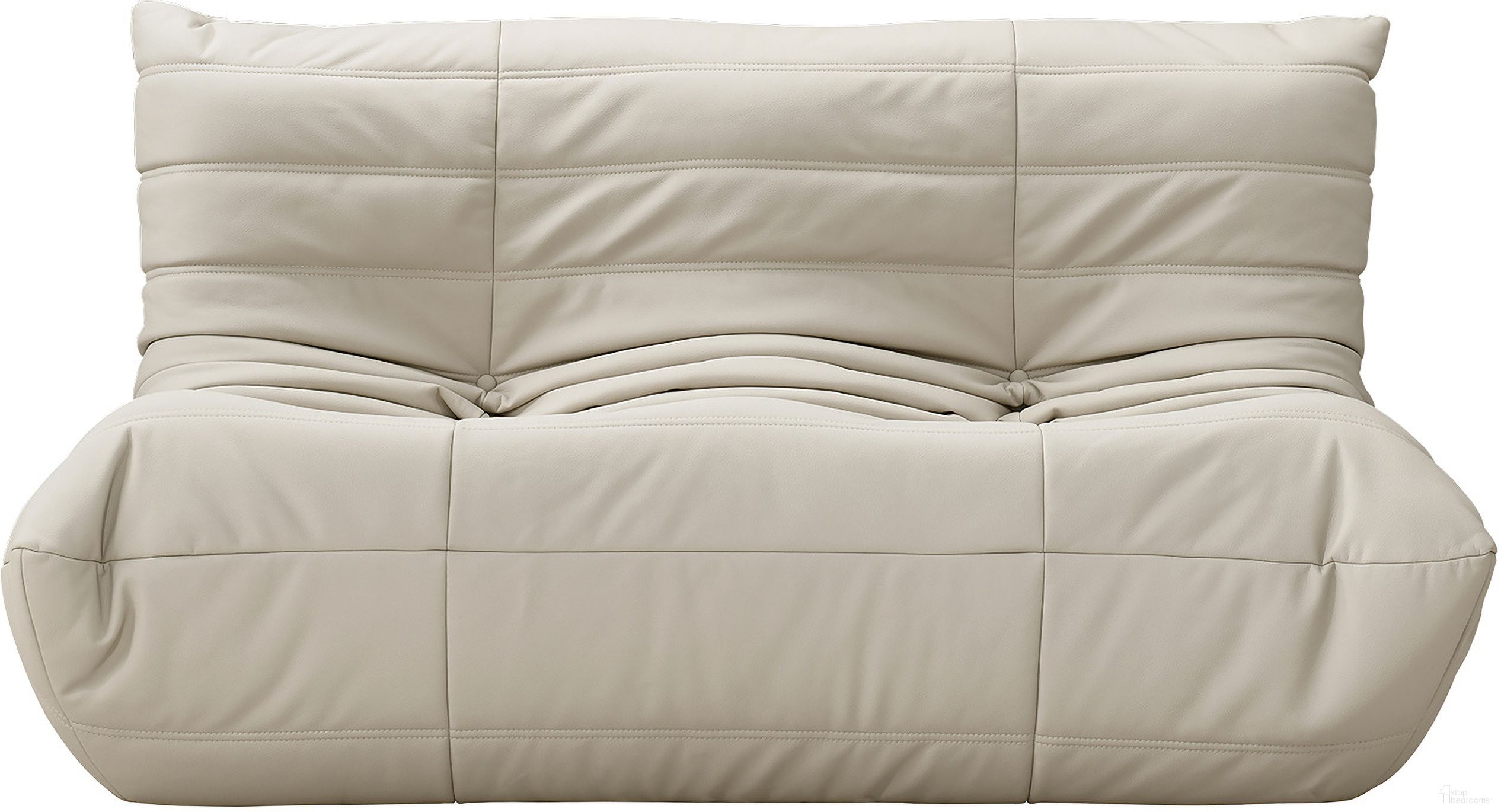 The appearance of Relax 54.75 Inch Vegan Leather Upholstered Loveseat In Cream designed by Meridian in the modern / contemporary interior design. This cream piece of furniture was selected by 1StopBedrooms from Relax Collection to add a touch of cosiness and style into your home. Sku: 44063Cream-L. Material: Leather.